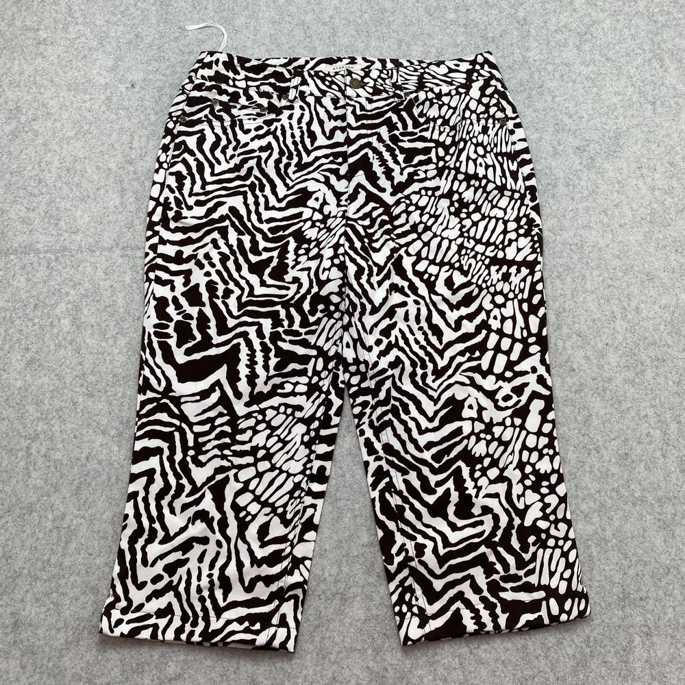 Jones New York Sport Womens 12 Capri Pants (32x18) Brown Animal Print Stretch